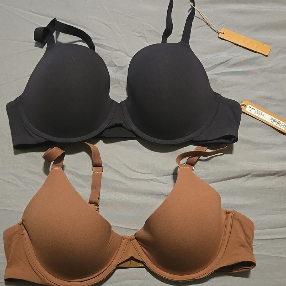 SKIMS Black and Brown Seamless T-Shirt Bras